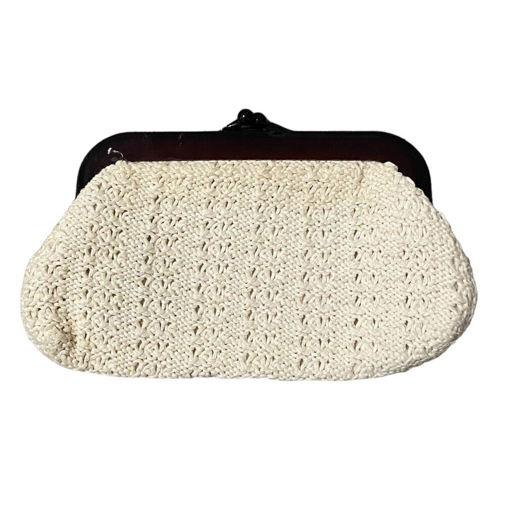 Vintage Crochet Clutch Boho Granny Handbag Bag Purse Event Never Clean K…